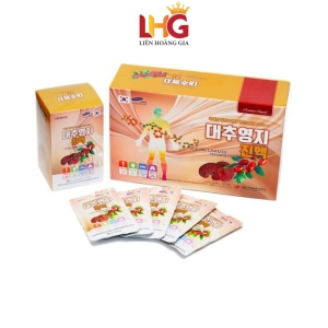 Linh chi táo đỏ premium (80ml x 30g) - Daedong quy cách hộp gói chứa chiết xuất linh chi và táo đỏ thượng hạng giúp thanh lọc cơ thể, bồi bổ tổng trạng, tăng cường đề kháng và ngủ ngon giấc.