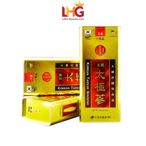 Thái cực sâm củ khô HQ (Thiên sâm) 600g - số 20 (20củ special) - Daedong quy cách hộp thiếc chứa 100% thái cực sâm lớp Thiên sâm giúp đại bổ nguyên khí, tăng đề kháng và ổn định huyết áp.