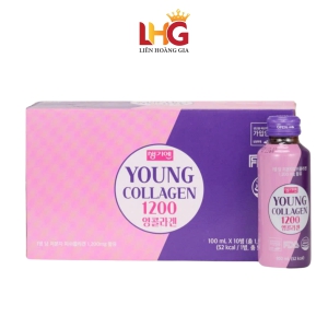 Nước Uống Young Collagen 1200mg Hàn Quốc (Hộp 10 Chai x 100ml) - Cấp ẩm tức thì, làm mờ nếp nhăn và nuôi dưỡng làn da căng bóng.