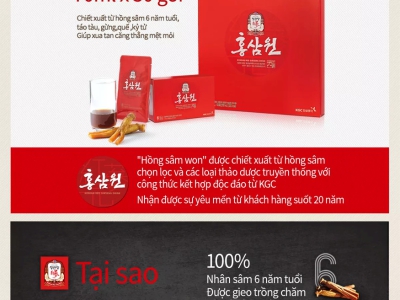 Mua Nước Hồng Sâm Won KGC Hộp 30 gói 70ml Chính Hãng Hàn Quốc tại Liên Hoàng Gia