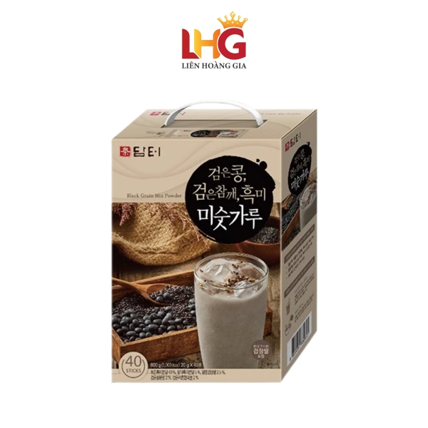 Bột Ngũ Cốc Hàn Quốc Damtuh Vị Mè Đen (Hộp 40 Gói x 20g) - Bổ sung năng lượng, hỗ trợ tiêu hóa và dưỡng nhan cho phái đẹp.