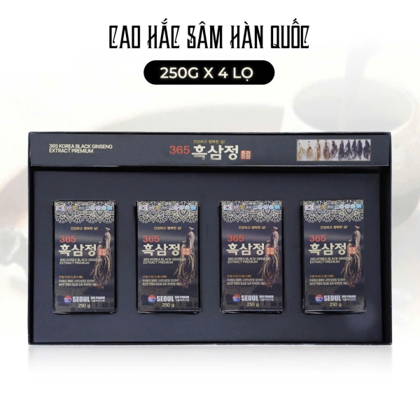 Cao Hắc Sâm Seoul Bio Pharm 365 Korea Black Ginseng Extract Premium (Hộp 4 Lọ x 250g)