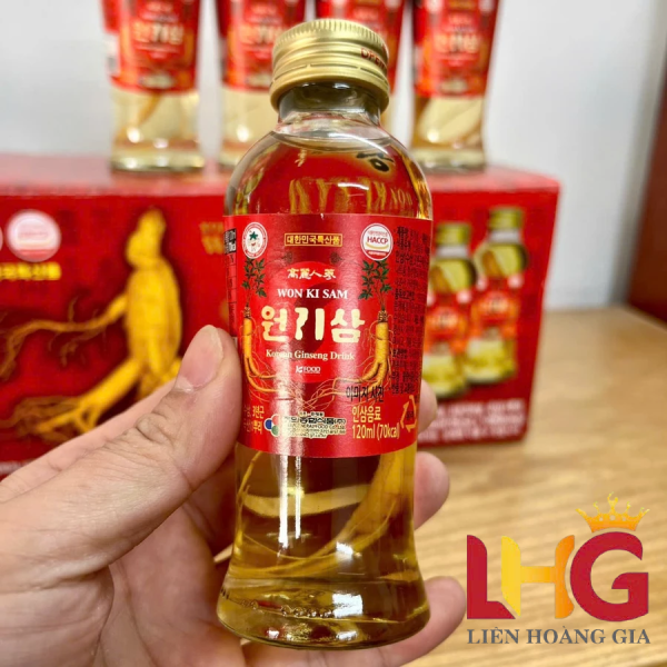 Nước Hồng Sâm Có Củ Wonkisam 120ml x 10 Chai: Tinh Túy Từ Sâm Tươi Hàn Quốc