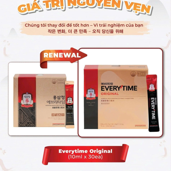 Tinh Chất Hồng Sâm Pha Sẵn KGC Everytime Original (Hộp 30 gói)
