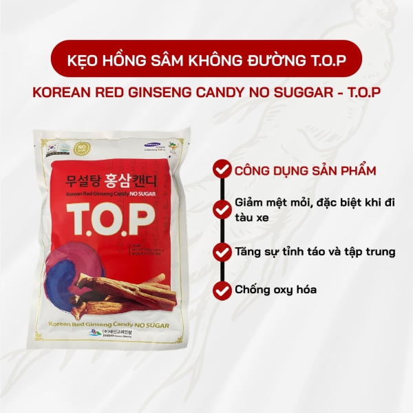 Kẹo Hồng Sâm T.O.P Daesan 500g – Kẹo Sâm Hàn Quốc Không Đường Cho Sức Khỏe