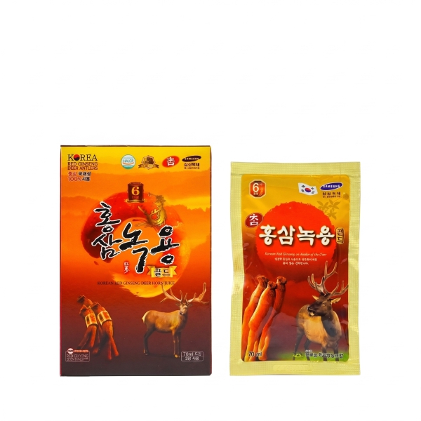 Nước Hồng Sâm Nhung Hươu GyeongBuk Kanghwa 30 gói x 70ml – kết hợp nhung hươu cùng táo đỏ và sâm angelica giúp bồi bổ cơ thể, tăng cường đề kháng.