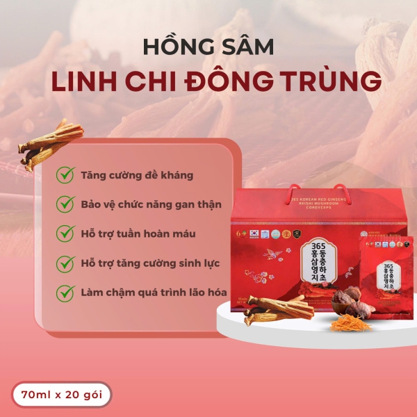 Nước Hồng Sâm Linh Chi Đông Trùng – Tinh Hoa 