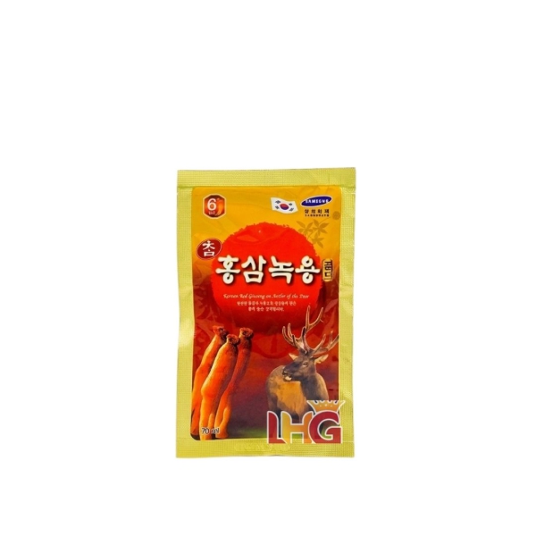 Nước Hồng Sâm Nhung Hươu GyeongBuk Kanghwa 30 gói x 70ml – kết hợp nhung hươu cùng táo đỏ và sâm angelica giúp bồi bổ cơ thể, tăng cường đề kháng.