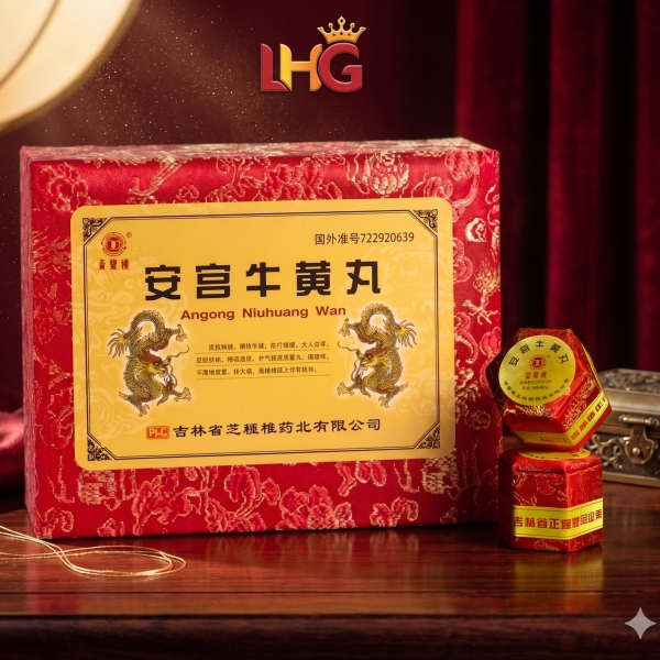An Cung Ngưu Hoàng Hoàn Hộp Gấm Đỏ chính hãng thương hiệu Dược Phẩm Cát Lâm giúp hỗ trợ phòng ngừa tai biến đột quỵ, ổn định huyết áp và tăng cường sức khỏe tim mạch (Hộp 6 viên)..