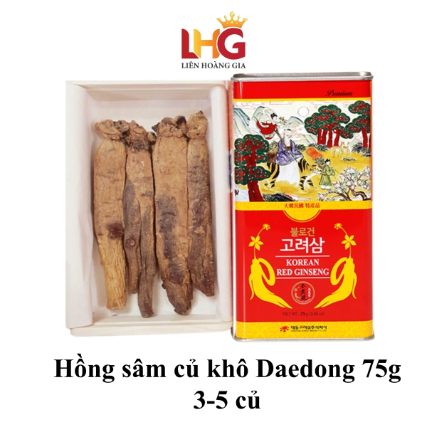 Hồng Sâm Củ Khô Hàn Quốc 75g Premium (3-5 Củ) – Daedong - Bồi bổ nguyên khí, tăng đề kháng và phục hồi sinh lực toàn diện.