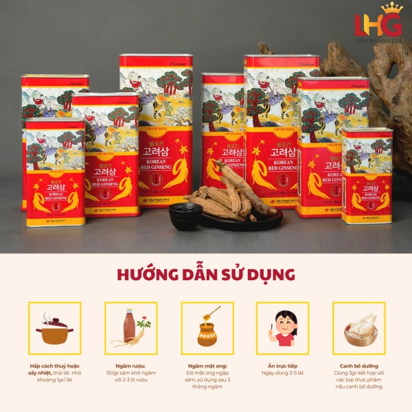 Hồng Sâm Củ Khô Daedong Premium 6 Năm Tuổi (Hộp Thiếc 37.5g) - Nguyên bản sâm 6 năm tuổi Geumsan, bồi bổ nguyên khí và duy trì sự tỉnh táo.