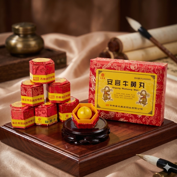 An Cung Ngưu Hoàng Hoàn Hộp Gấm Đỏ chính hãng thương hiệu Dược Phẩm Cát Lâm giúp hỗ trợ phòng ngừa tai biến đột quỵ, ổn định huyết áp và tăng cường sức khỏe tim mạch (Hộp 6 viên)..