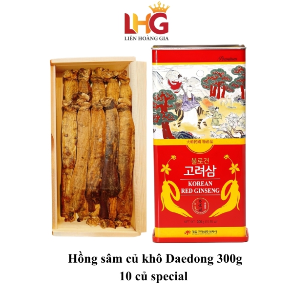Hồng Sâm Củ Khô Daedong Hàn Quốc 300 Gram (10 củ special) – Nguyên chất 100% sâm 6 năm tuổi vùng Geumsan giúp tăng đề kháng.