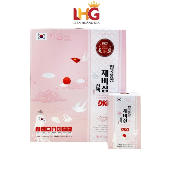 Nước Hồng Sâm Yến Sào G-BIRD DKG Hộp 70ml x 30 – Gói công thức phối trộn hồng sâm 6 năm tuổi, yến sào, linh chi và đông trùng hạ thảo giúp bồi bổ cơ thể.