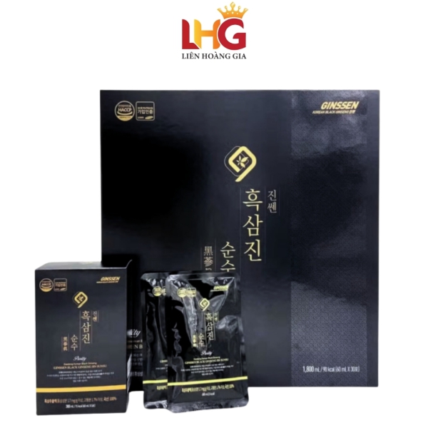 Nước Hắc Sâm Nguyên Chất 100% Daedong Hộp 30 gói 60ml – Trải qua 9 lần hấp sấy công phu giúp chống oxy hóa, kháng viêm, tăng sinh lý.