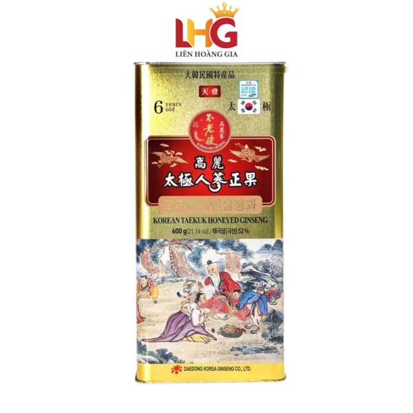 Thái Cực Sâm Tẩm Mật Ong Daedong hộp thiếc 600g – Giúp đại bổ cơ thể, tăng đề kháng, thanh lọc giải độc và phòng ngừa lão hóa tế bào.