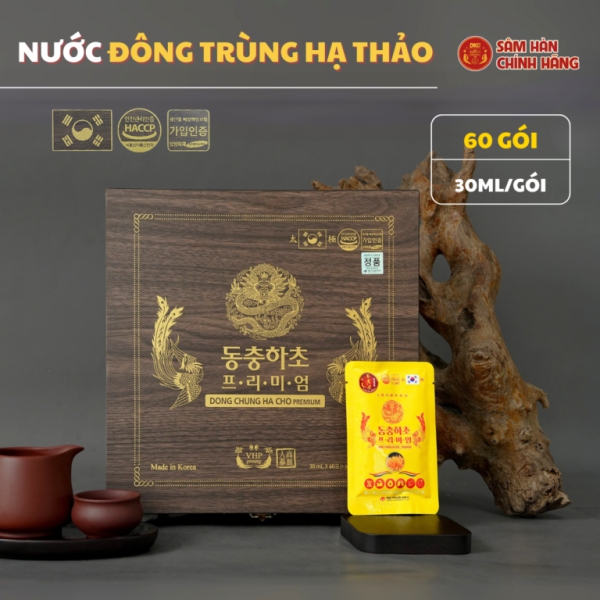 Đông trùng hạ thảo cao cấp (30ml* 60 gói) – Daedong chiết xuất từ nấm Japonica thượng hạng giúp ích phế, bổ thận, bồi bổ cơ thể và nâng cao miễn dịch tự nhiên.