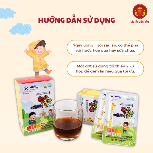 Hồng Sâm Trẻ Em 6-13 Tuổi – Korean Red Ginseng Junior 6-13 Year (Hộp 30 Gói x 20ml)