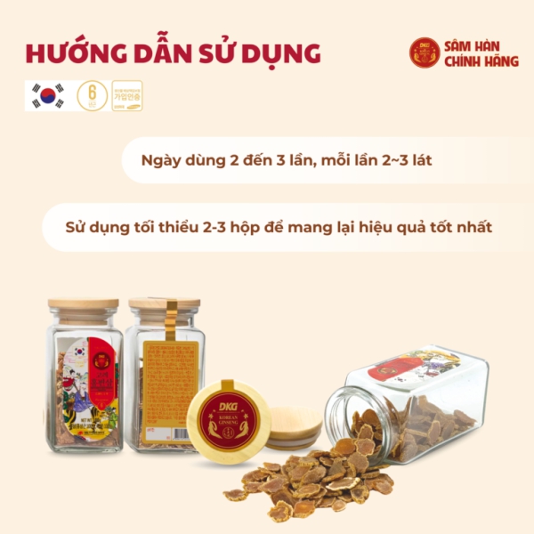 Hồng sâm khô Hàn Quốc thái lát premium Daedong 3 lọ x 100g – tuyển chọn sâm 6 năm tuổi vùng Geumsan giúp đại bổ cơ thể, tăng cường trí nhớ.