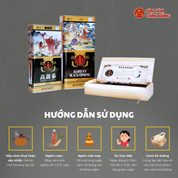 Hắc Sâm Củ Khô Daedong Loại Nhỏ hộp thiếc 150gr ( 6-10 củ ) – Cao cấp trải qua 9 lần hấp sấy giúp tăng sinh lý, phát triển trí não.