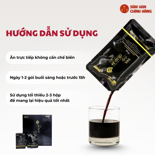 Nước Hắc Sâm Nguyên Chất 100% Daedong Hộp 30 gói 60ml – Trải qua 9 lần hấp sấy công phu giúp chống oxy hóa, kháng viêm, tăng sinh lý.