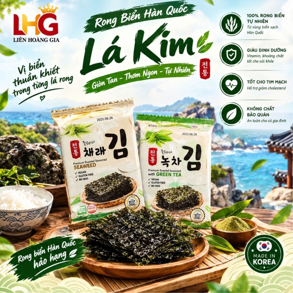 Rong Biển Ăn Liền KFish Vị Trà Xanh Nhập Khẩu Hàn Quốc (Lốc 16 Gói) - Bổ sung khoáng chất, vitamin và hỗ trợ tiêu hóa lành mạnh.