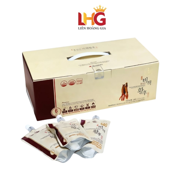 Nước Hồng Sâm Hoàng Hậu Hongsamjin Bichaek Hwanghu Daedong (Hộp 20 Gói x 120ml) - Bí quyết dưỡng nhan, bổ huyết, tăng đề kháng và chống lão hóa tầng sâu.