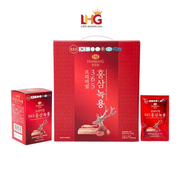 Nước Hồng Sâm Nhung Hươu Linh Chi Hankwanjang 365 Hộp 60 Gói Chính Hãng
