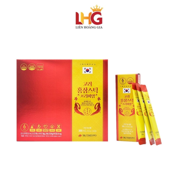 Nước Hồng Sâm Stick Premium Daedong (Hộp 30 Gói x 10ml) - Tinh chất sâm 6 năm tuổi đậm đặc giúp tăng đề kháng, giảm mệt mỏi và lưu thông máu hiệu quả.