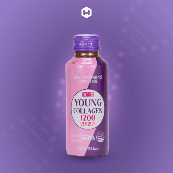 Nước Uống Young Collagen 1200mg Hàn Quốc (Hộp 10 Chai x 100ml) - Cấp ẩm tức thì, làm mờ nếp nhăn và nuôi dưỡng làn da căng bóng.