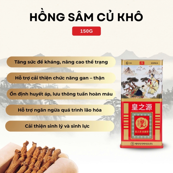 Hồng Sâm Củ Khô HG Bio 150g – Tuyệt Tác Sâm Khô 6 Năm Tuổi, Giải Pháp Bồi Bổ Tinh Gọn Và Đẳng Cấp