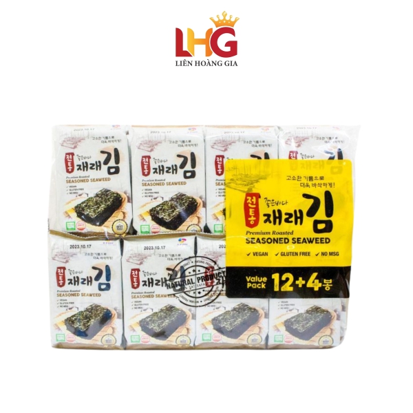 Rong Biển Ăn Liền KFish Vị Nướng Nhập Khẩu Hàn Quốc (Lốc 16 Gói) - Kích thích vị giác, bổ sung I-ốt và khoáng chất vi lượng cho cả gia đình.
