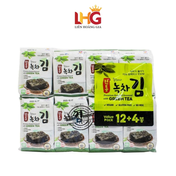 Rong Biển Ăn Liền KFish Vị Trà Xanh Nhập Khẩu Hàn Quốc (Lốc 16 Gói) - Bổ sung khoáng chất, vitamin và hỗ trợ tiêu hóa lành mạnh.