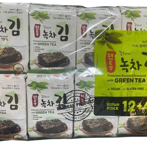 Rong biển ăn liền KFish vị trà xanh nhập khẩu Hàn Quốc lốc 16 gói
