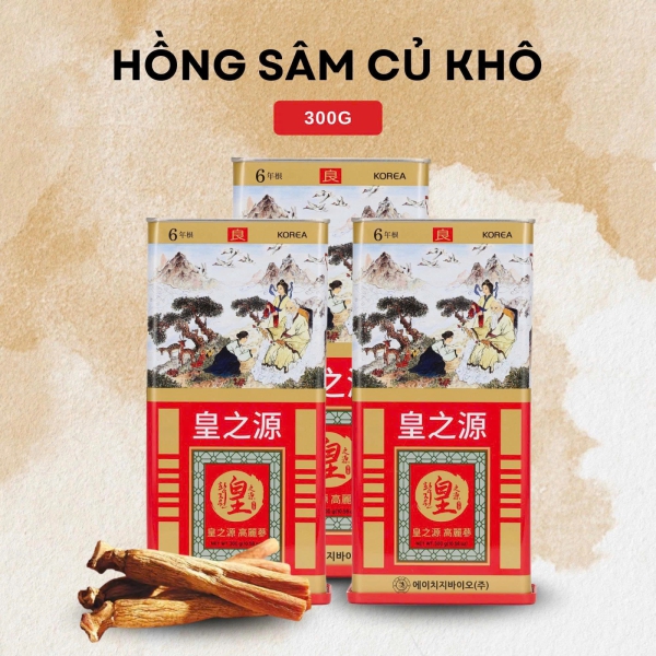 Hồng Sâm Củ Khô Hộp Thiếc HG Bio 300g 10 Củ – Tinh Hoa Sâm Đại Hàn Quốc, Tuyệt Tác Phục Hồi Sinh Lực Toàn Diện