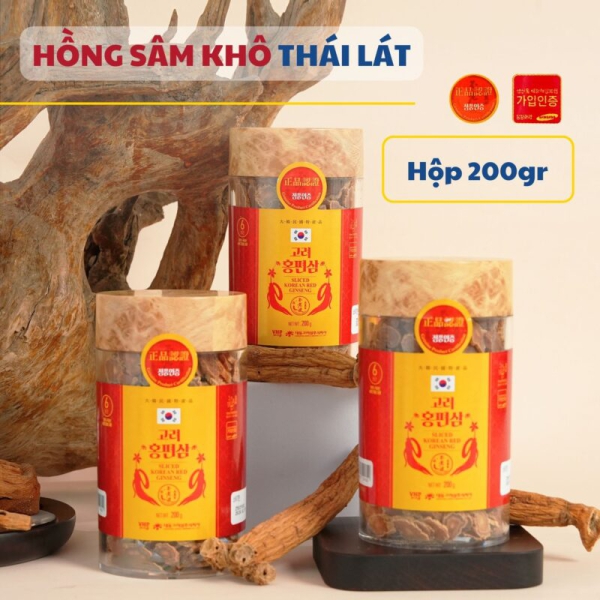 Hồng Sâm Lát Khô Lọ 200g – DAEDONG - Nhân sâm 6 năm tuổi thái lát sẵn, tăng cường sinh lực, thanh lọc cơ thể và cải thiện giấc ngủ.