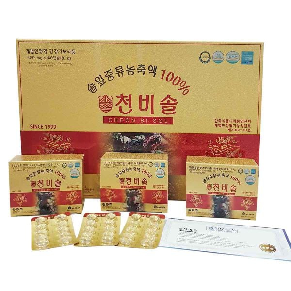 Tinh Dầu Thông Đỏ Chính Phủ Cheon Bi Sol 180 Viên Hàn Quốc Mới Nhất