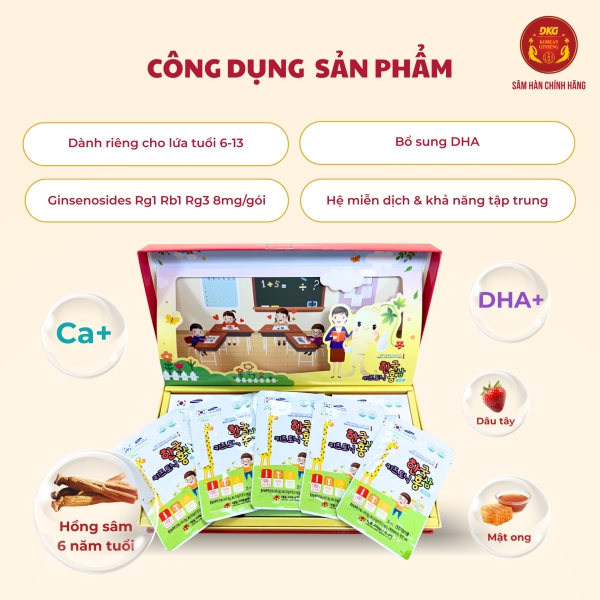 Hồng Sâm Trẻ Em 6-13 Tuổi – Korean Red Ginseng Junior 6-13 Year (Hộp 30 Gói x 20ml)