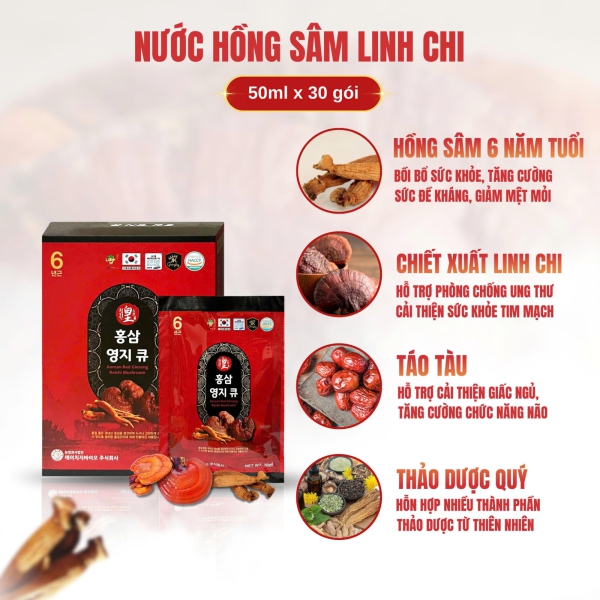 Nước Hồng Sâm Linh Chi Premium (30 Gói): Tinh Hoa Sức Khỏe Thượng Hạng 2026