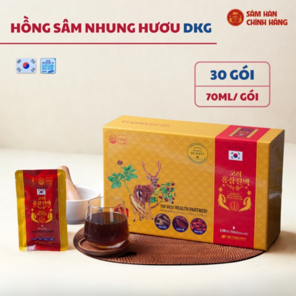 Nước Hồng Sâm Nhung Hươu Daedong (Hộp 30 Gói x 70ml) - Ích khí bổ huyết, tăng cường hệ miễn dịch và ổn định huyết áp toàn diện.