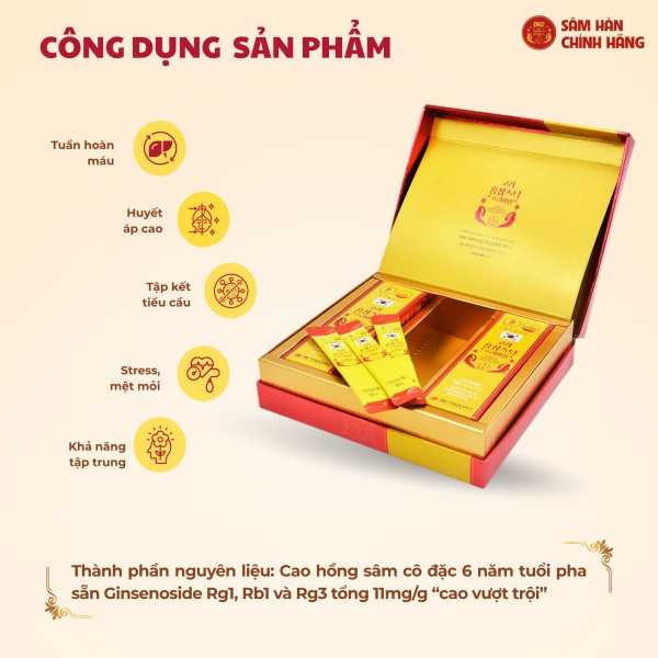 Nước Hồng Sâm Stick Premium Daedong (Hộp 30 Gói x 10ml) - Tinh chất sâm 6 năm tuổi đậm đặc giúp tăng đề kháng, giảm mệt mỏi và lưu thông máu hiệu quả.