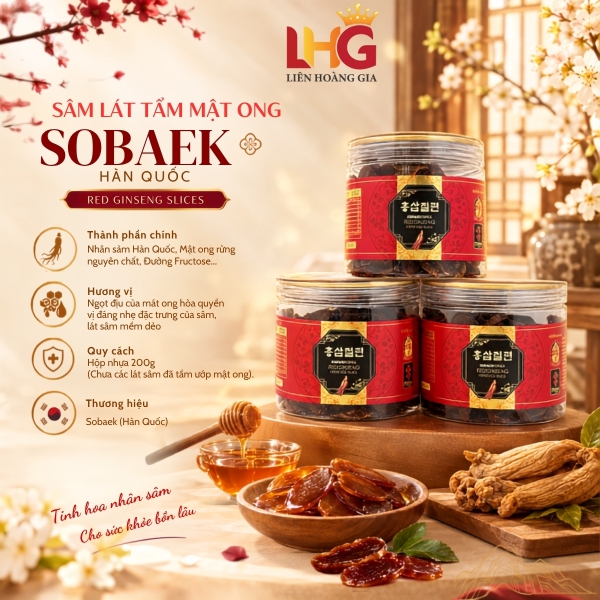 Sâm Lát Tẩm Mật Ong Sobaek Hàn Quốc Hộp Nhựa 200g – Giải Pháp Bồi Bổ Tiện Lợi, Năng Lượng Vàng Cho Mọi Gia Đình