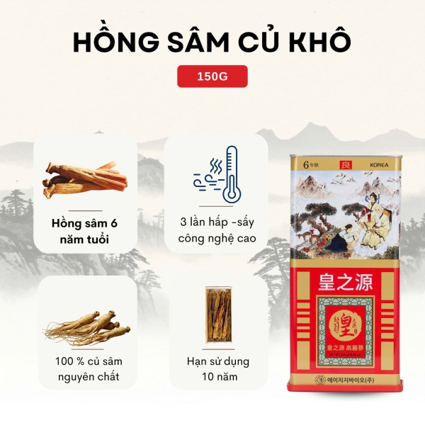 Hồng Sâm Củ Khô HG Bio 150g – Tuyệt Tác Sâm Khô 6 Năm Tuổi, Giải Pháp Bồi Bổ Tinh Gọn Và Đẳng Cấp