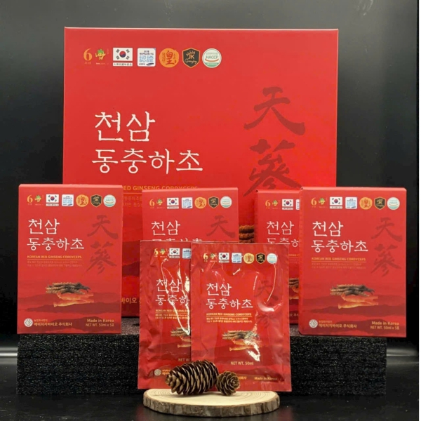 Thiên Sâm Đông Trùng Hàn Quốc (Hộp 30 Gói x 50ml) – Tinh Hoa Bồi Bổ & Phục Hồi Sinh Lực