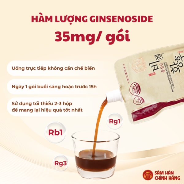 Nước Hồng Sâm Hoàng Hậu Hongsamjin Bichaek Hwanghu Daedong (Hộp 20 Gói x 120ml) - Bí quyết dưỡng nhan, bổ huyết, tăng đề kháng và chống lão hóa tầng sâu.
