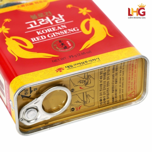 Hồng Sâm Củ Khô Daedong Premium 6 Năm Tuổi (Hộp Thiếc 37.5g) - Nguyên bản sâm 6 năm tuổi Geumsan, bồi bổ nguyên khí và duy trì sự tỉnh táo.