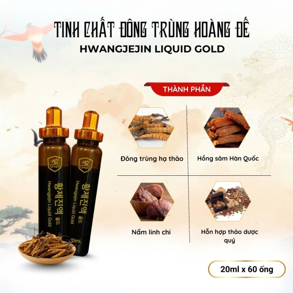 Tinh Chất Đông Trùng Hoàng Đế Hwangjejin Liquid Gold (60 Ống x 20ml)