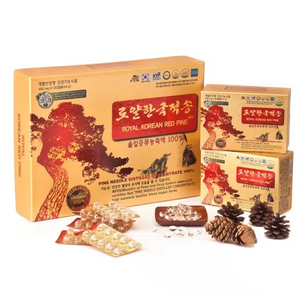 Tinh Dầu Thông Đỏ ROYAL Hoàng Gia DAEDONG 120 Viên – Tinh Chất Lá Thông Cô Đặc 100%