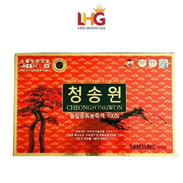 Tinh Dầu Thông Đỏ Samsung Cheongsongwon (180 Viên) – Viên Nang Vàng Chuẩn Quốc Tế