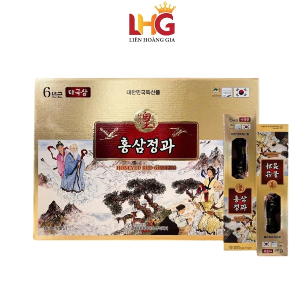 Hồng Sâm Củ Tẩm Mật Ong HG BIO Hàn Quốc hộp 180 Gram 6 củ - Chiết xuất sâm 6 năm tuổi cùng mật ong rừng giúp tăng cường trí nhớ, làm chậm lão hóa và phục hồi thể lực.